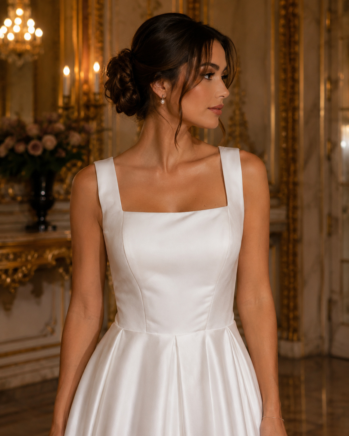 Vestido de Noiva Minimalista com Decote Quadrado (2)