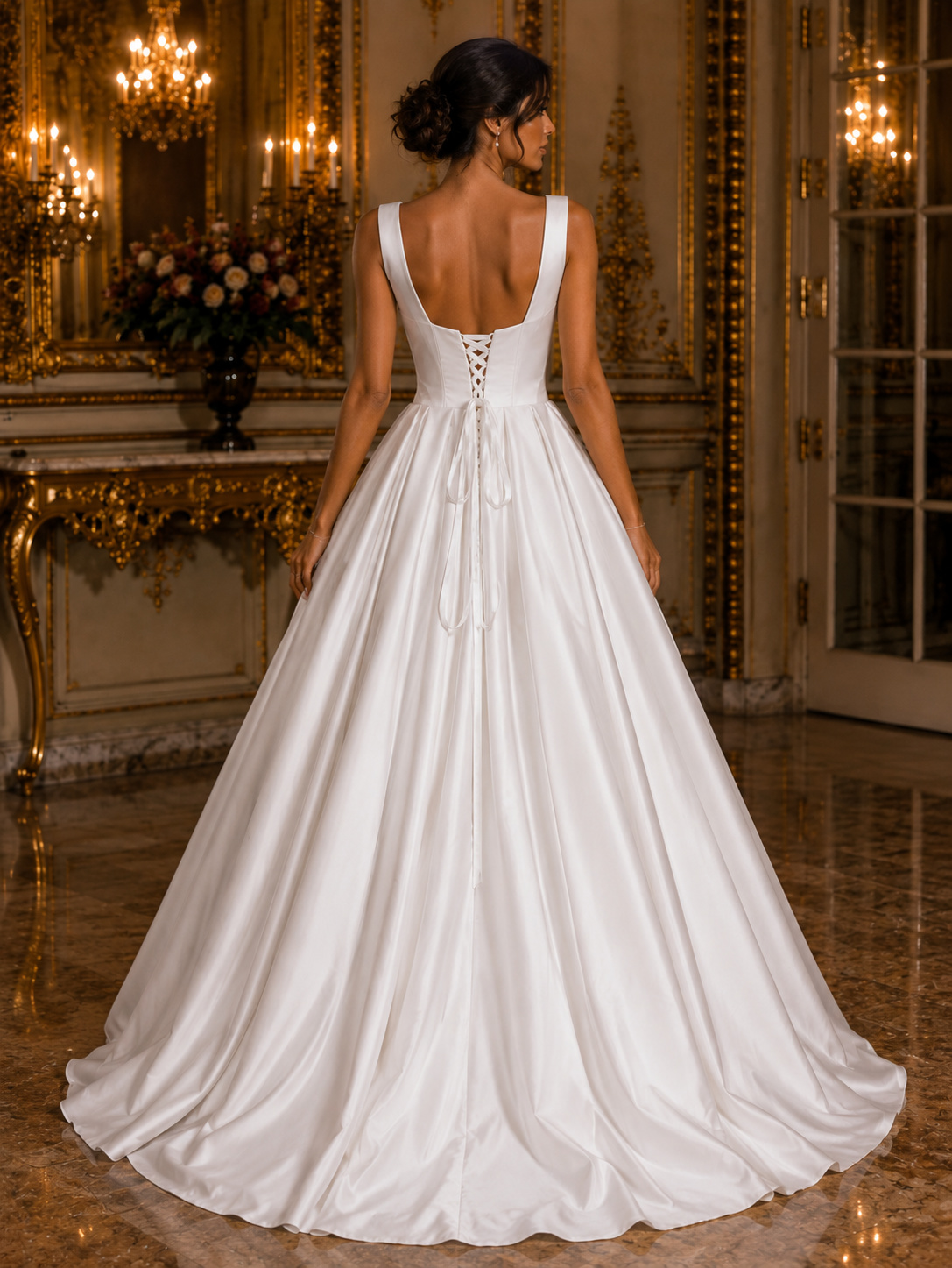 Vestido de Noiva Minimalista com Decote Quadrado (3)