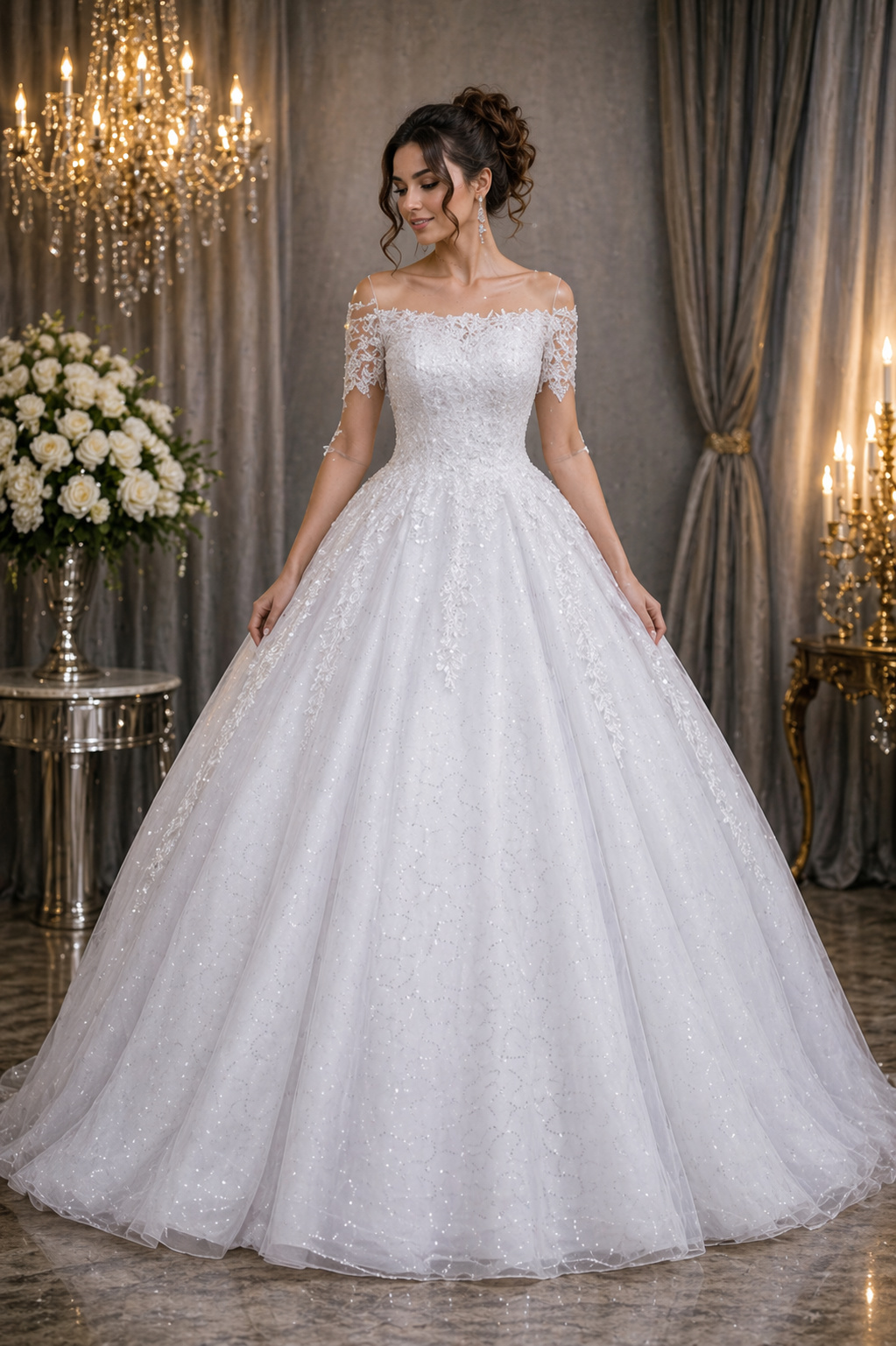 Vestido de Noiva Princesa Ombro a Ombro (1)