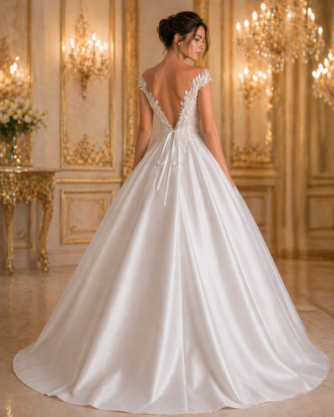 Vestido de Noiva com Renda e Decote em V (3)