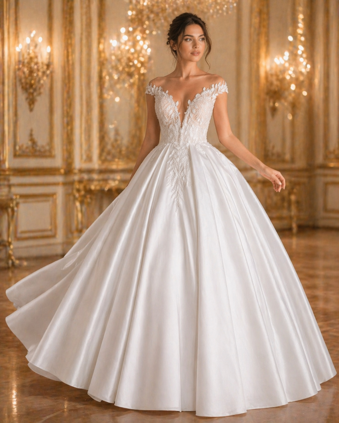 Vestido de Noiva com Renda e Decote em V (4)